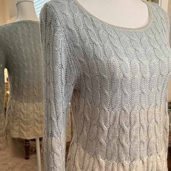 Sparrow Women's Cable Knit Sweater - Blue and Cream - Picture 3 of 13